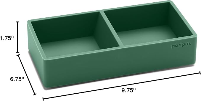Poppin Super Stacked Desk Set - Sage, Medium Accessory Tray, Letter Tray, This + That Tray, Double-Compartment Pen Cup and 6 Signature Ballpoint Pens, Complete Office Organizer Set
