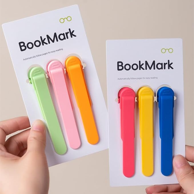 4pcs Silicone Automatic Bookmark, Book Marks for Reading, Cute Unique Book Markers, Smart Bookmarks Clip Book Page Holder for Women, Men, Kids, Book Lovers, Stay in Place and Follow as You Read