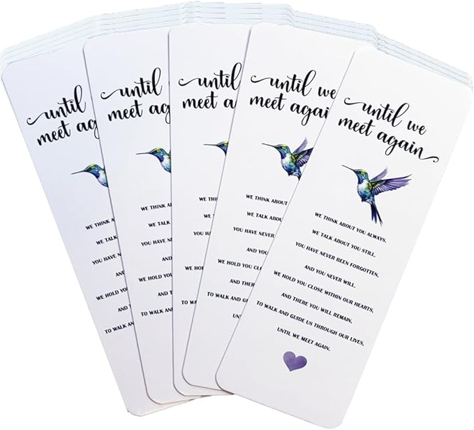 Funeral Favors for Guests - Hummingbird Bookmarks with Sympathy Poem - Bulk Set of 24 - Hand Out at Celebration of Life, Memorial, Remembrance Service, Bereavement Ceremony - Thank You Gift, Keepsake