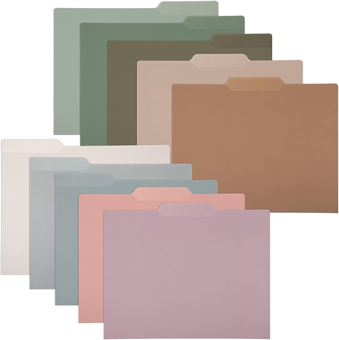 Estune 30 Pcs Decorative File Folders Letter Size Colored Manilla File Folders with 1/3-cut Tabs 11.69 x 9.25 Inches Graphic Laurel Leaf Office Supplies Organizers(Morandi)