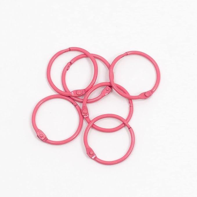 Craftelier - Set of 6 Metal Binding Rings for Scrapbooking, Card Making and Other Craft Projects | Rings for Photo Albums, Notebooks or Diaries | Size Γ 30 mm - Fuchsia Pink Colour