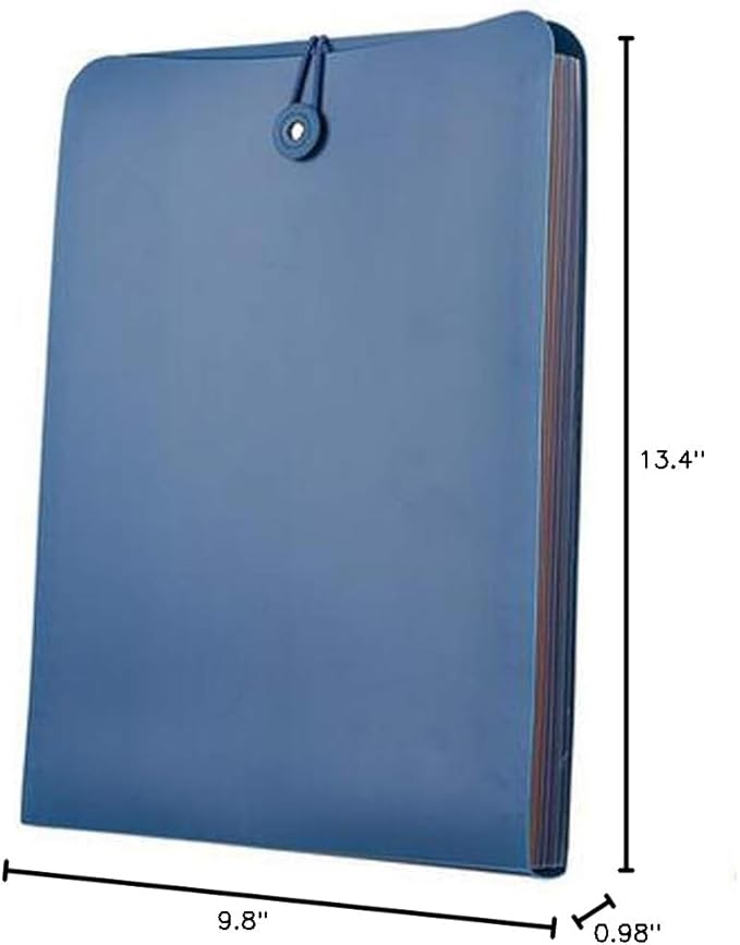 Vertical Expanding Accordion Folder with 7 Pockets Paperwork Organizer Document Wallet Briefcase Business File Organizer Bag A4 Letter Size Elastic Rope Closure Blue