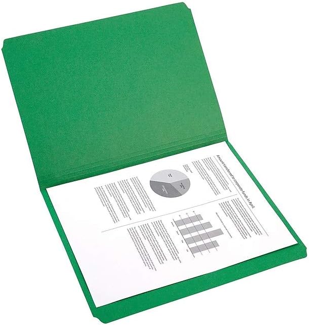 Staples Straight‑Cut Top‑Tab File Folders, Letter Size, Green, Durable Paper Stock, 100/Box