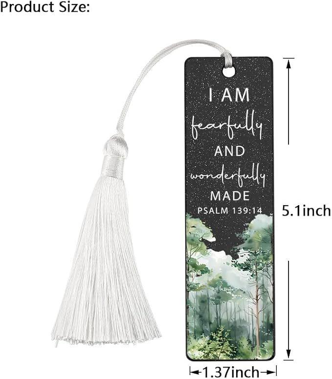 Christian Self - Worth Bookmark, Inspirational Gift for Believers, Uplifting Gift for Spiritual Readers, Spiritual Bookish Present, Unique Forest & Scripture Design Bookmark, WCB85