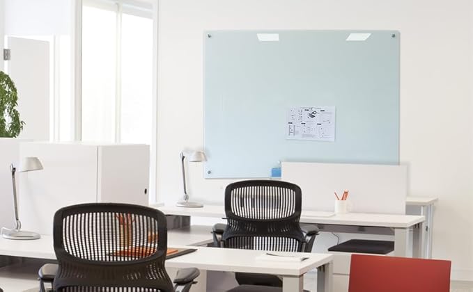 Glass Magnetic White Board – 60 x 40 Inches Dry Erase Whiteboard for Wall, Large Wall Mounted Glass Board for School, Office and Home