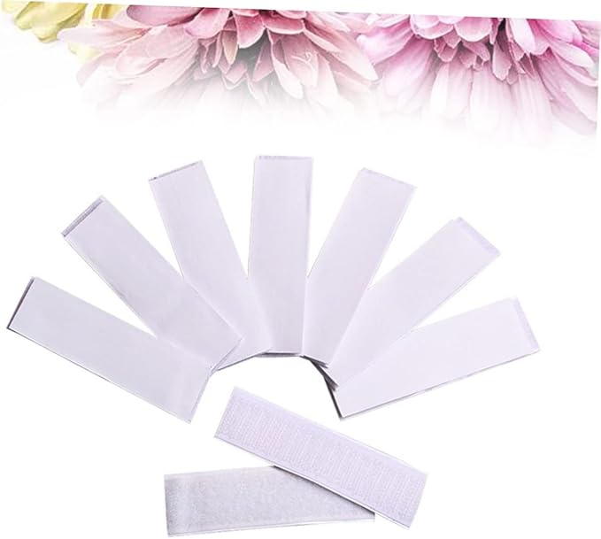 Cabilock 10pcs Self-Adhesive Hook Loop Tape Table Skirt Strips Reusable Stickers for Wall Padding