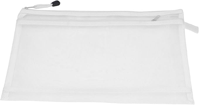 10PCS Nylon Mesh Zipper Pouch Bags, Double Layer A4 Document Organizer Puzzle Storage Bag with Handle for Board Games Home School Office Supplies (White)