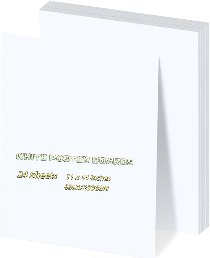 24 Sheets White Poster Boards 11x14 Inches, Heavyweight 230gsm Poster Paper Bulk, Bristol Board for School Arts, Crafts, Presentations, Projects, Drawing, Scrapbooking