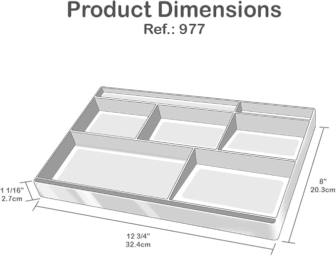 Acrimet Desk Drawer Organizer Tray with 8 Compartments – Multi-Purpose Bin for Office Supplies, Makeup, and Accessories – Fits inside Drawers or Desktops, 12.75" x 8" x 1.06" (Plastic) (Green Color)