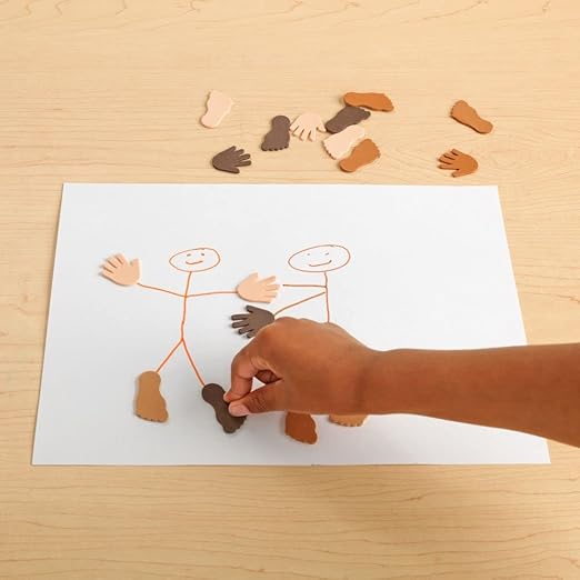 Colorations® Colors Like Me Self Adhesive Hands & Feet Foam Stickers - 200pc, Durable Crafting Materials, 4 Skin Tone Shades