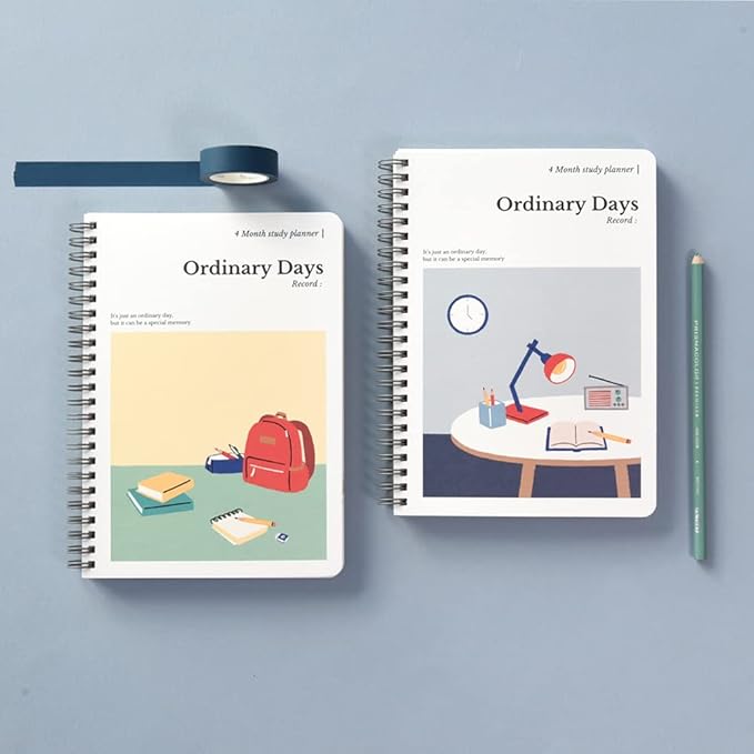 Monolike Ordinary days 4 Month Study Planner, School bag - Academic Planner, Weekly & Monthly Planner, Study plan