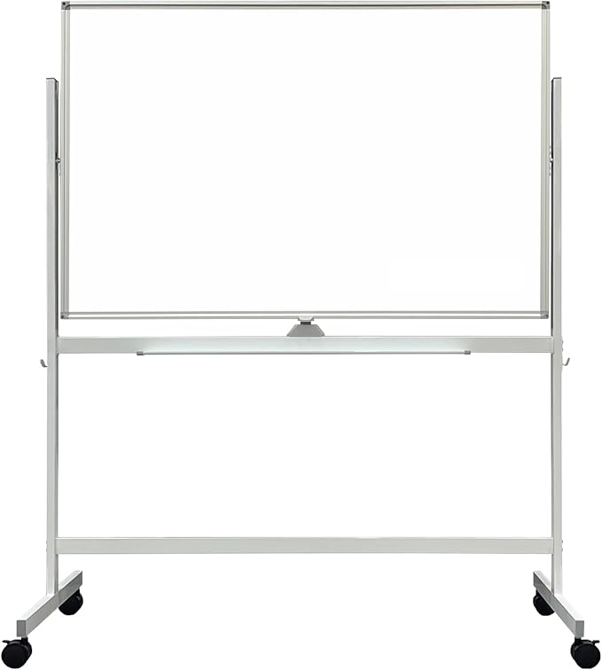 BIBOC Large White Board 32x48 Inches - Mobile Rolling Whiteboard on Wheels, Double-Sided Height Adjustable Dry Erase Board with Stand for Office, School, Home