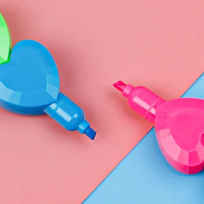 7Pcs/Pack Iridescent Color Heart-Shaped Highlighter Markers Set,Highlighters Heart-Shape Coloring Markers Pocket Marker Pen Stackable Removable Birthday Set for Kid,Writing and Correction Supplies