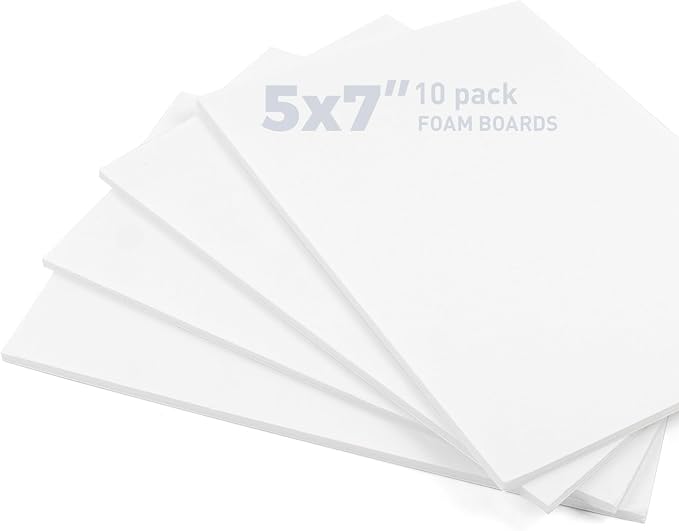 Golden State Art, Pack of 10, 1/8" Thick, 5x7 White Foam Boards (5x7, White)