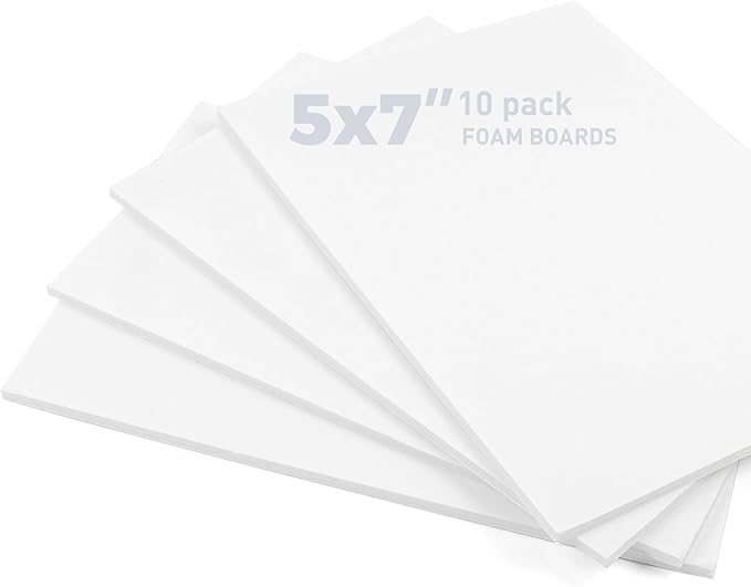 Golden State Art, Pack of 10, 1/8" Thick, 5x7 White Foam Boards (5x7, White)