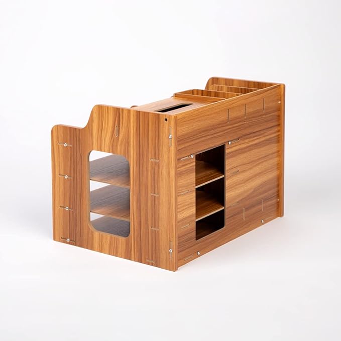 Wooden Desk Organizer - Multifunctional Home Office Art Supplies Organizer - Easy to Assemble (Light MDF Panel)