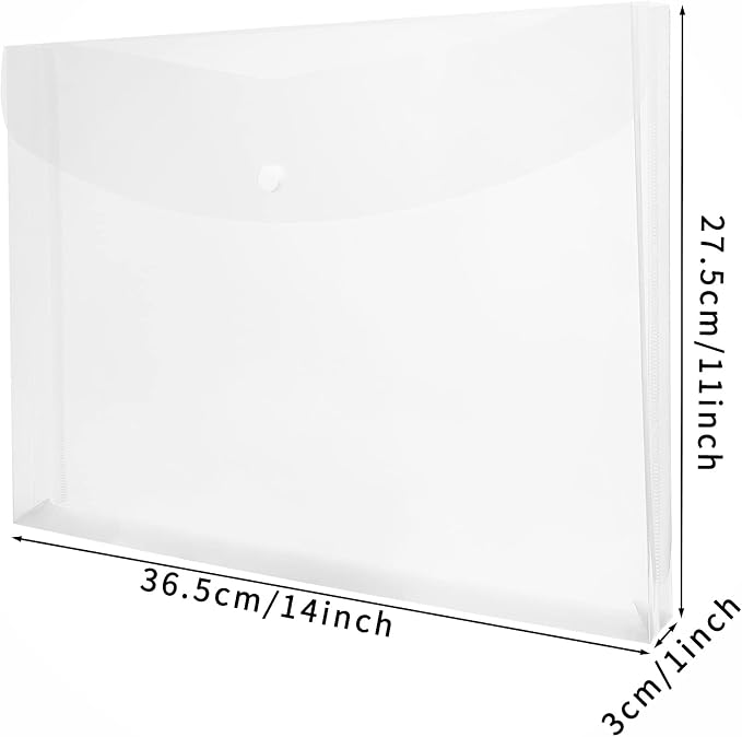 Plastic Legal Size Envelopes with Snap Closure Expandable Organizer Clear Color Folder for Home Office 12pcs