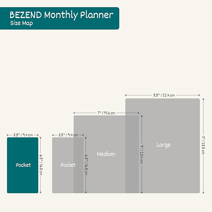 BEZEND Pocket Monthly Planner 2026, Small Calander Book 3.5" x 6.5" Runs Dec 25 to Jan 27, 14-Months Slim Planner for Purse with Rose Gold-Glided Paper Edge & PU Leather Softcover in Dutch Blue