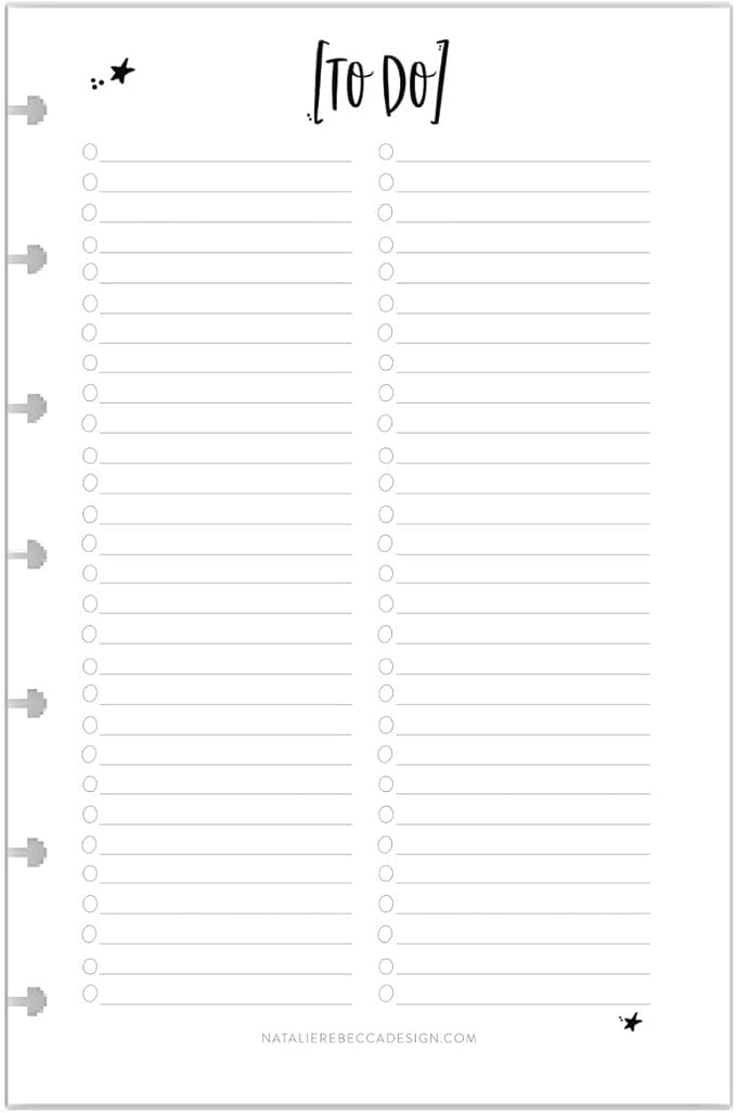 BetterNote To Do List Refill Pages for Disc Notebooks, Fits Levenger Circa, Happy Planner, Staples Arc, TUL, Talia (7-Disc, 4.6”x7”, Whimsy- 25 Sheets)