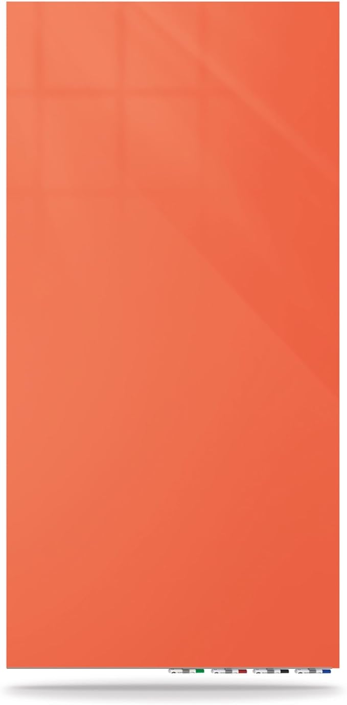 Aria 3'H x 2'W Magnetic Low Profile 1/4" Glass Whiteboard - Vertical Peach - 4 Rare Earth Magnets, 4 Markers and Eraser