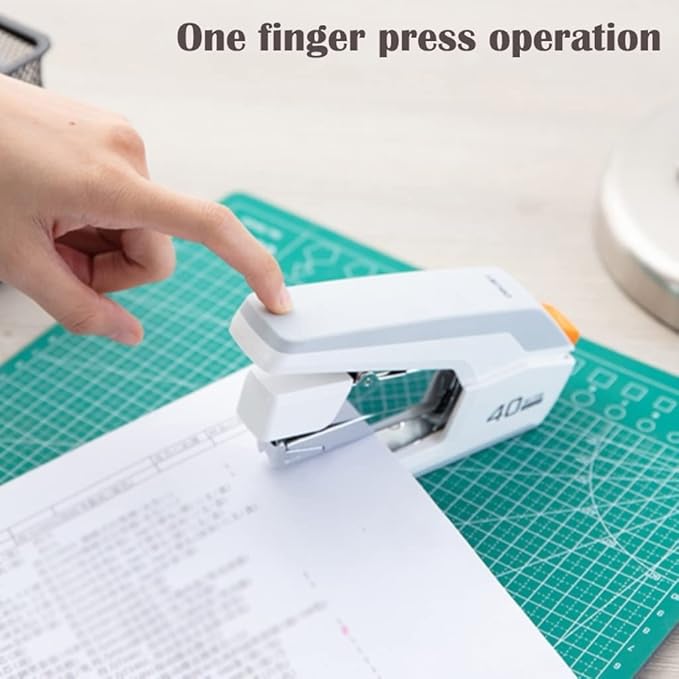 Desk Stapler Thickened Stapler Office Stapler 40 Pages Capacity Can Save Effort and Reduce Workload Compact Type Suitable for School Office Or Desk School Supplies (Color : White)