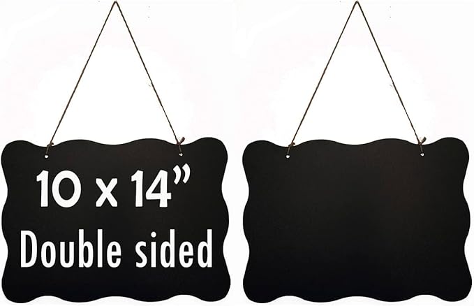 Hanging Chalkboard Sign Chalk Board Double Sided Erasable,Wood 10 x 14 Inches with Jute Hanging String,Wall Decoration (2)