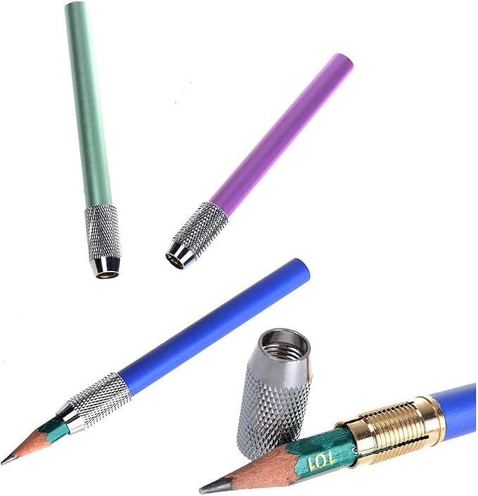 3pcs Multicolor metal Pencil Lengthened Extender Holder random,Desk Supplies Holders and Dispensers,Pencil Holders,Pencil and Pen Holders,Desk Accessories and Workspace Organizers,Office Products