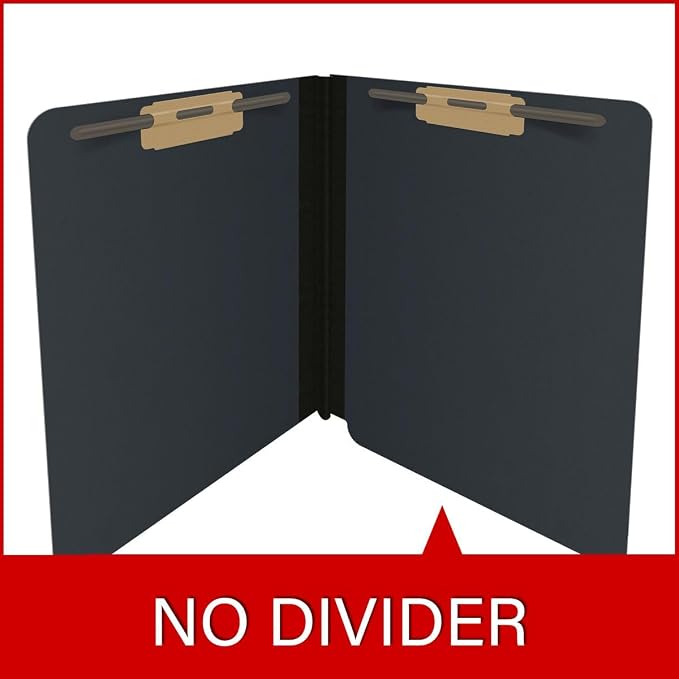 End Tab Pressboard Folders, Letter Size, 2" exp, Fasteners Pos #1 & #3, Black (Box of 25)