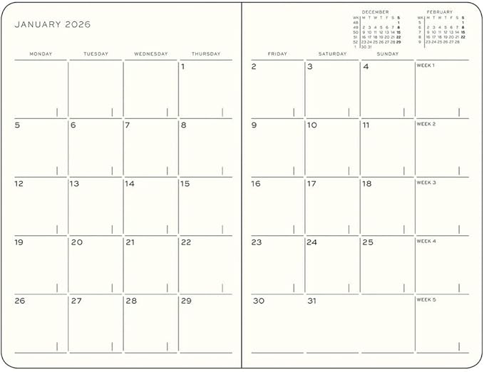 LEUCHTTURM1917 - Monthly Planner & Notebook 2026, Softcover, Paperback (B6+), Ruled, Black (Nov 1, 2025 - Feb 28, 2027)
