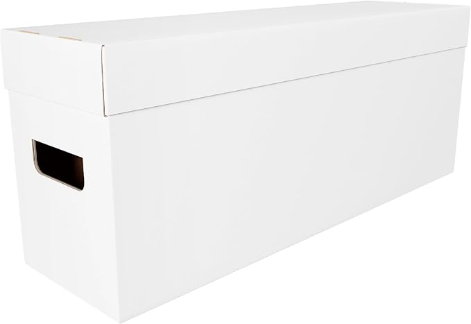 Max Protection 3ct Long Comic Book Storage Box - Durable White Corrugated Cardboard, 200 lb. Test Strength, Easy Assembly, Home & Kitchen Storage Solution, Fits 7 5/8" x 10 7/8" Comics, Made in USA