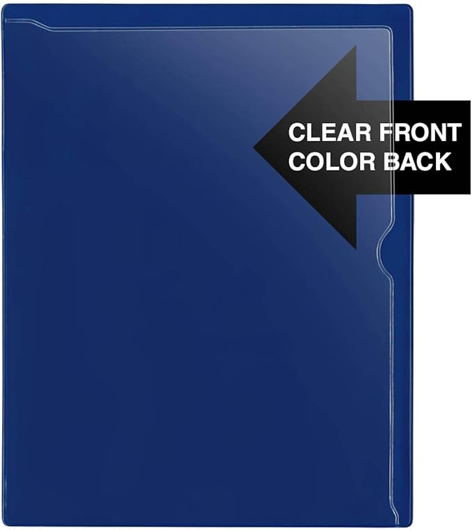 StoreSMART - Paperwork Organizers - 50-Pack - Blue Plastic Back, Clear Plastic Front - Heavy Duty - PF8511PQB-50