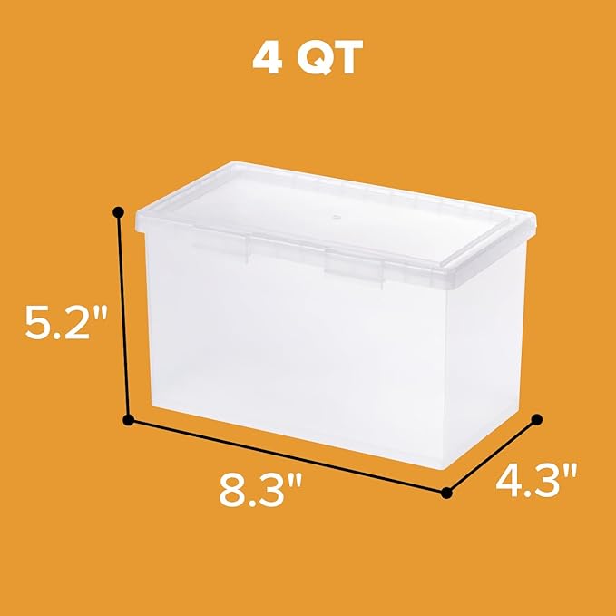 Bostitch Konnect Storage Containers with Lids, Office Organizer, Clear Plastic Box, Desk and Home Organizer, Labels, 4 Qt, 2 Pack