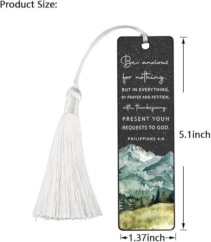 Christian Peaceful Bookmark, Comforting Gift for Believers, Uplifting Present for Anxious Readers, Faith - Based Reading Gift, Unique Mountain & Scripture Design Bookmark, WCB50