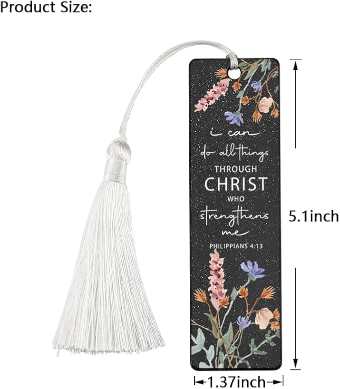 Christian Strength - Giving Bookmark, Inspirational Gift for Believers, Uplifting Gift for Spiritual Readers, Spiritual Bookish Present, Unique Floral & Scripture Design Bookmark, WCB64