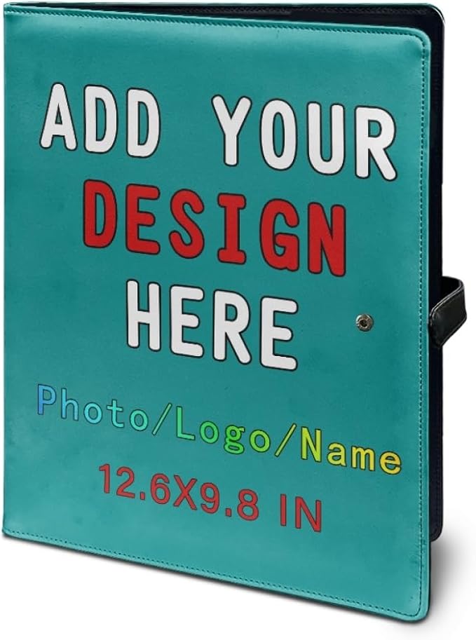 Personalized Padfolio with Logo, Custom Business Portfolio with A4/US Letter Writing Pad Holder for Resumes and Interviews, Darkcyan
