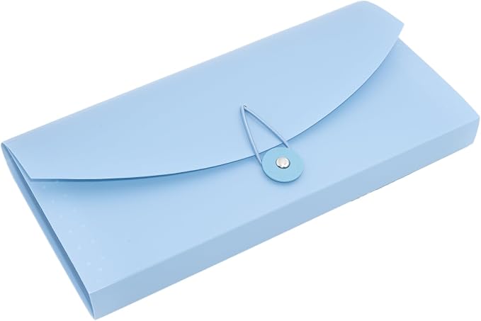 Portable 13-Pocket Receipt & Coupon Organizer, Small Expanding Accordion File Folder with Labels, Long Ticket Size Holder for Bills, Checks, and Travel Documents (10.2" x 5.5"), Blue