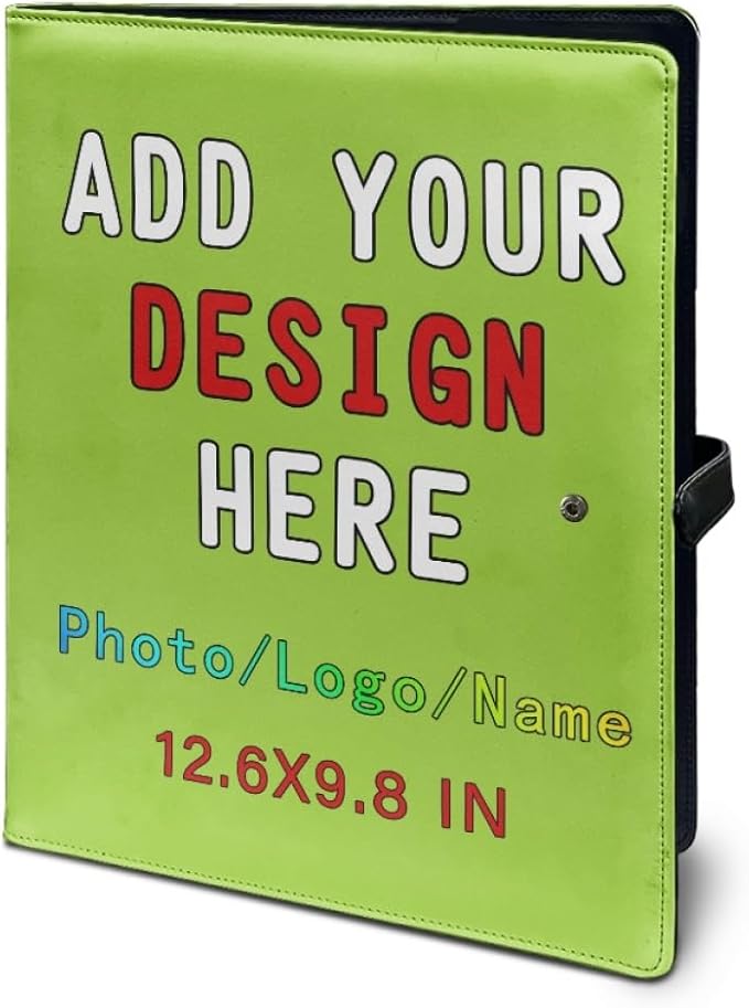 Personalized Padfolio with Logo, Custom Business Portfolio with A4/US Letter Writing Pad Holder for Resumes and Interviews, YellowGreen