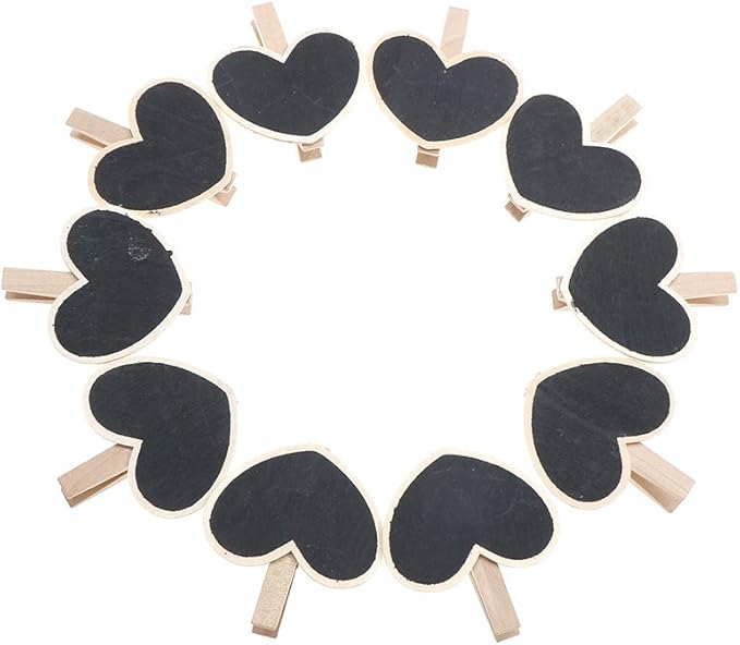 30 Pcs 2.6 * 2.2Inch Wood Mini Chalkboard Clips Wooden Blackboard Clips Chalk Board Message Board Tag Signs with Pegs for Memo,Note Taking,Food Label,Wedding Table Number Place Card,Party Decor