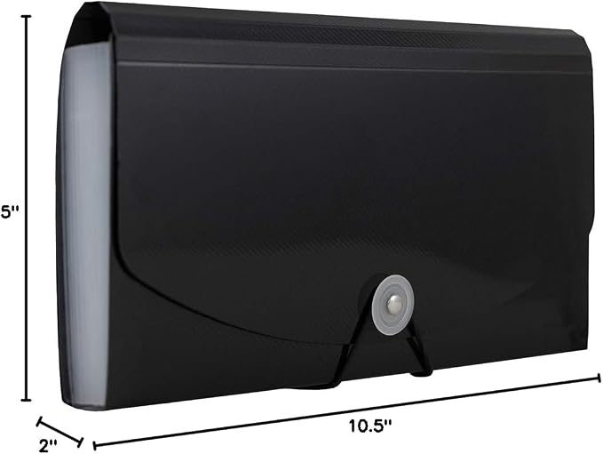 JAM PAPER Accordion Folders - 13 Pocket Plastic Expanding File - Check Size - 5 x 10 1/2 - Black - Sold Individually
