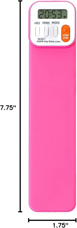 Mark My Time Reading Timer and Bookmark for Kids, Bookmarks and Reading Incentives, Great Christmas Gift & Stocking Stuffer for Book Lovers - Hot Pink
