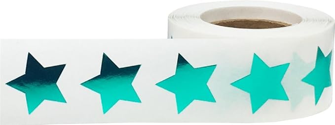 Metallic Green Star Shape Stickers 0.75 Inch 500 Adhesive Labels