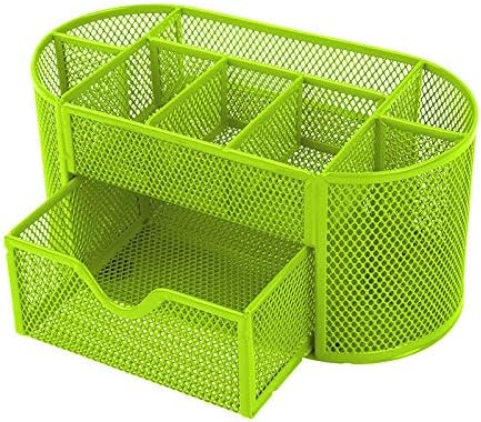 Wire Mesh Pen Desk Top Storage Organizer Holder Office School Supply Green Metal