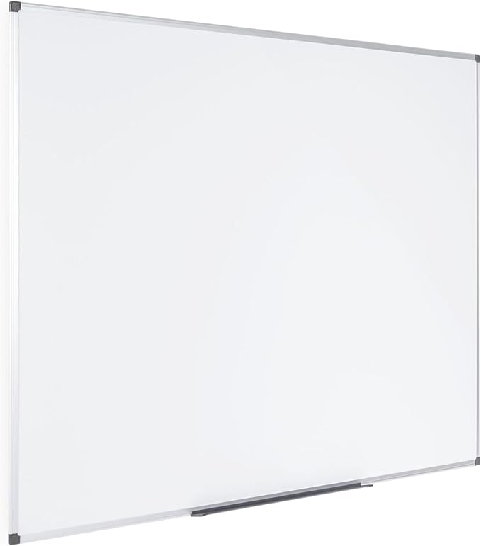 MasterVision Maya Series 48" x 96" Double Sided Melamine Dry Erase White Board with Snap-On Marker Tray, Aluminum Frame, Easy 4-Corner Mounting for Vertical or Horizontal Use