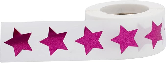 Metallic Rose Star Stickers, 3/4" Inch, 500 Labels per Roll - Perfect for Reward Systems, Decorating, and Crafting in Schools, Offices, Home and Personal Use