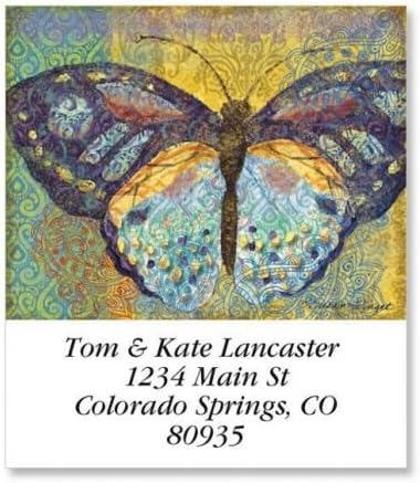 Colorful Images Elaborate Butterflies Square Return Address Mailing Labels, Personalize with Name & Addresses, Set of 144 Self Adhesive, Easy Peel Flat Label Sheets, 1½” x 1¾”, 1 Design