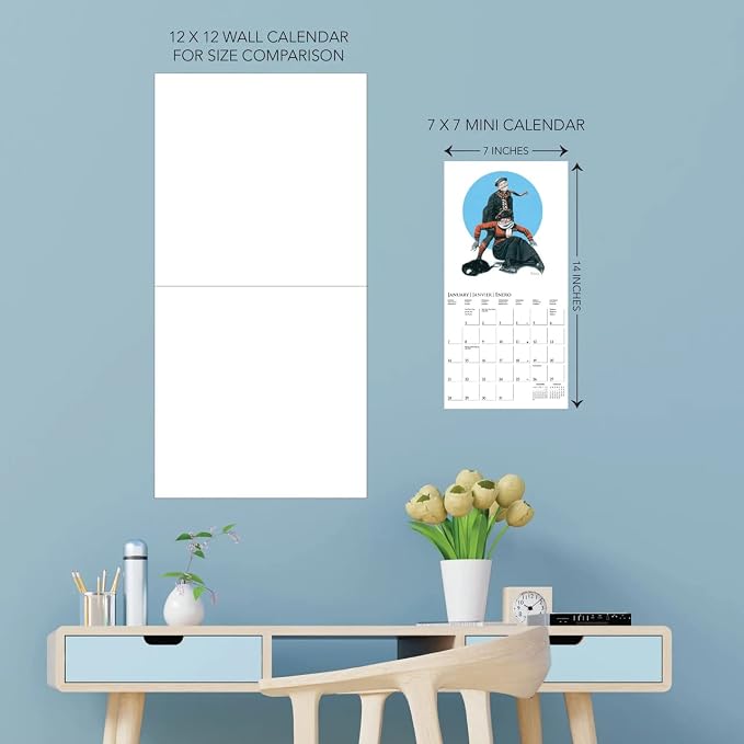 Graphique 2024 Saturday Evening Post Mini Wall Calendar | 7” x 7” | Thick Paper | Home & Office Organizer | Large Monthly Grid | 3 Languages & Marked Holidays | 4 Month Preview Page for 2025