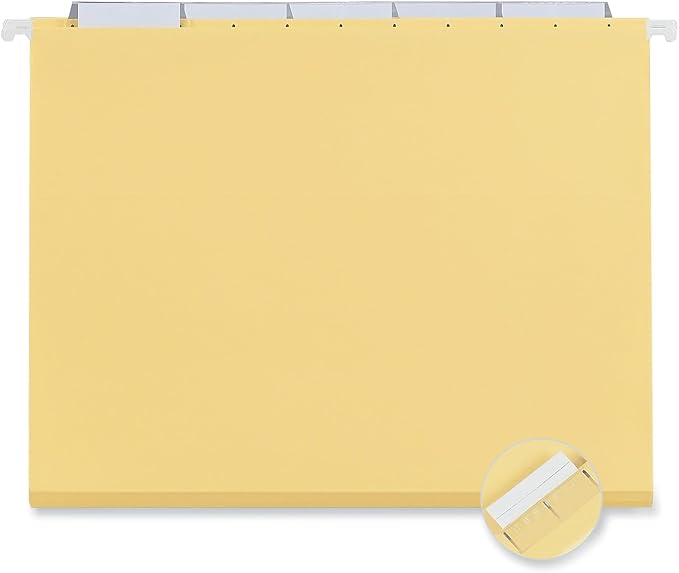 Universal Deluxe Bright Color Hanging File Folders, Letter Size, 1/5-Cut Tabs, Yellow, 25/Box
