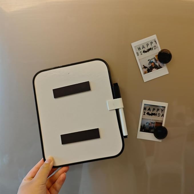 Magnetic Dry Erase Board, 6" X 8" White Board for Kids, Students, Fridge, Locker, Small White Board with Erasable Markers and 2 Magnets(Black)