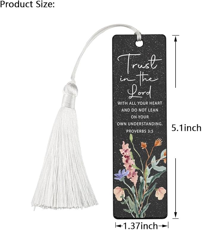 Christian Trust - Inspiring Bookmark, Inspirational Gift for Believers, Uplifting Gift for Spiritual Readers, Spiritual Bookish Present, Unique Floral & Scripture Design Bookmark, WCB63