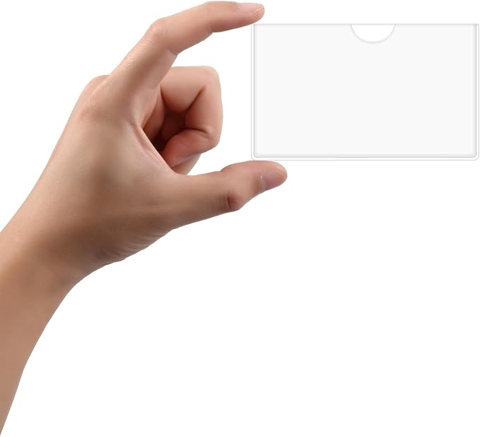 30 Pack Self-Adhesive Index Card Pockets with Top Open for Loading - Ideal Index Card Holder for Organizing and Protecting - Crystal Clear Plastic(3.7 x 2.3 Inches)